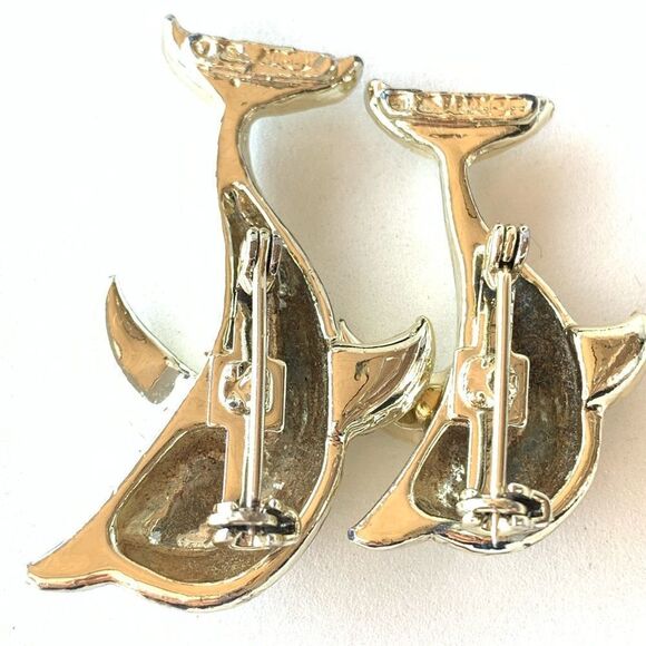 Pair of silver dolfin pins mom baby - Picture 7 of 7